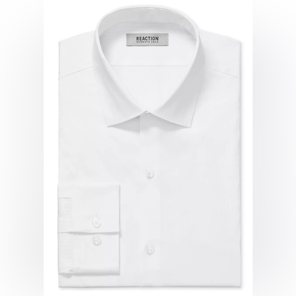 NWT Kenneth Cole Men’s Slim Fit Wicking Stretch-Flex Dress Shirt 15 34/35 White - Picture 7 of 8